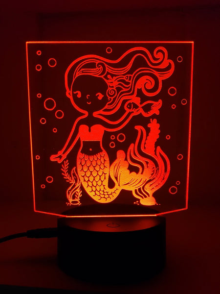 Mermaid Night Light, Color Changing LED Lamp, Kids Bedroom Decor