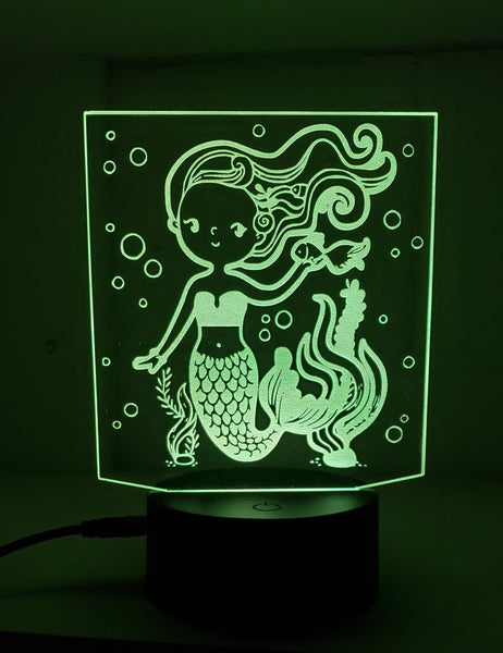 Mermaid Night Light, Color Changing LED Lamp, Kids Bedroom Decor