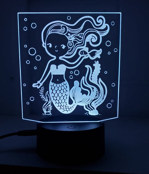 Mermaid Night Light, Color Changing LED Lamp, Kids Bedroom Decor