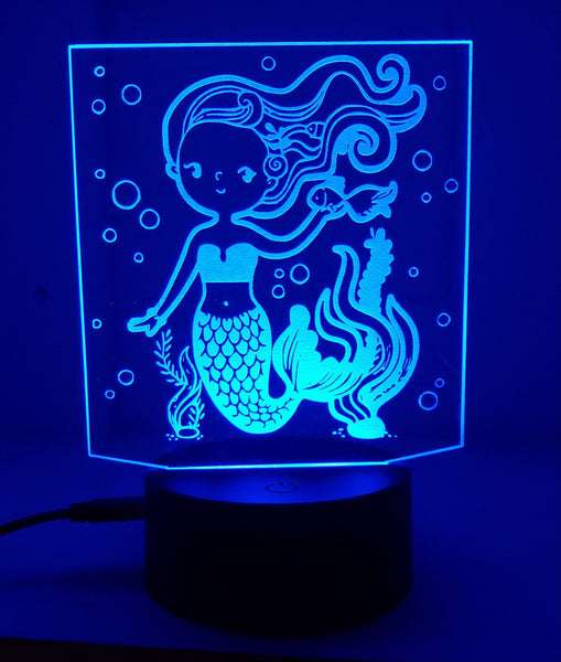 Mermaid Night Light, Color Changing LED Lamp, Kids Bedroom Decor