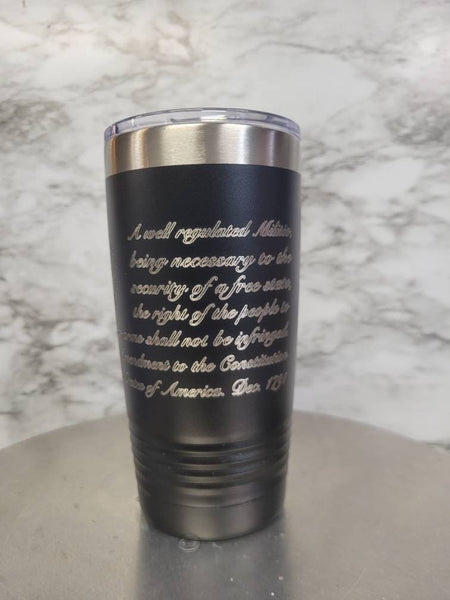 Second Amendment eagle and snake tumbler