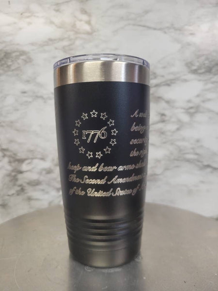 Second Amendment eagle and snake tumbler