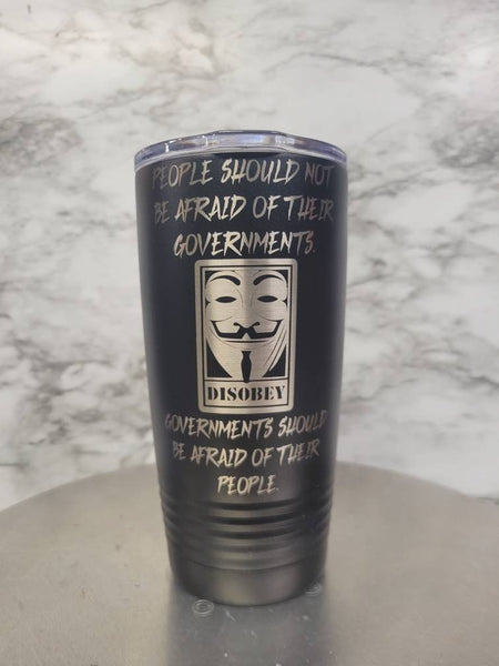 V for Vendetta Laser Engraved design, Polar Camel Insulated cups