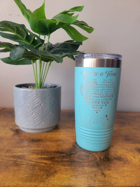 We're a team travel tumbler
