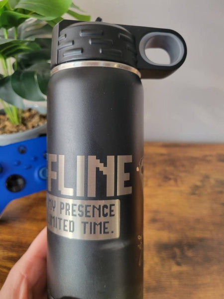 Laser Engraved Gamer Water Bottle, Funny Offline Quote, Stainless Steel Tumbler