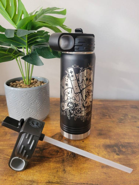Laser Engraved Gamer Water Bottle, Funny Offline Quote, Stainless Steel Tumbler