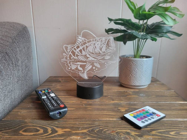 Bass Fish Light, Color Changing LED Lamp, Fishing Gift