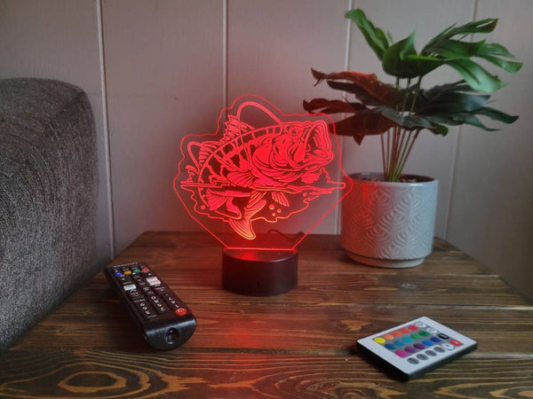 Bass Fish Light, Color Changing LED Lamp, Fishing Gift