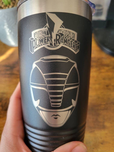 Black Power Ranger Laser Engraved Insulated Tumbler, 20 oz