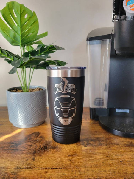 Black Power Ranger Laser Engraved Insulated Tumbler, 20 oz