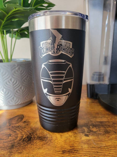 Black Power Ranger Laser Engraved Insulated Tumbler, 20 oz