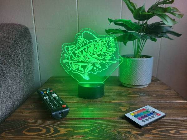 Bass Fish Light, Color Changing LED Lamp, Fishing Gift