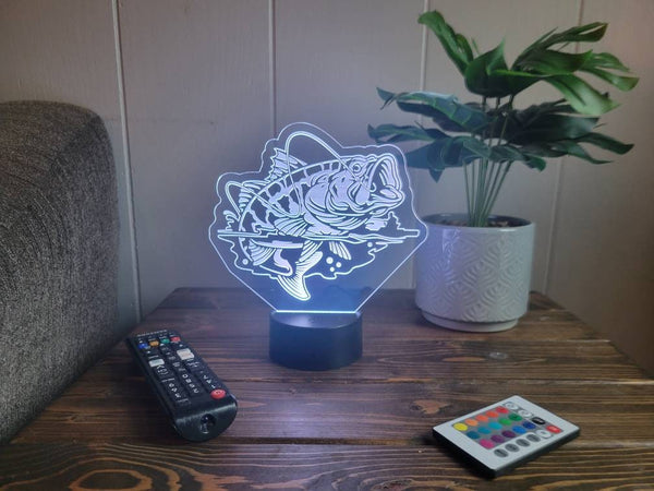 Bass Fish Light, Color Changing LED Lamp, Fishing Gift