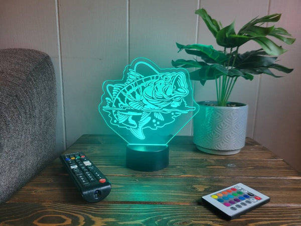 Bass Fish Light, Color Changing LED Lamp, Fishing Gift