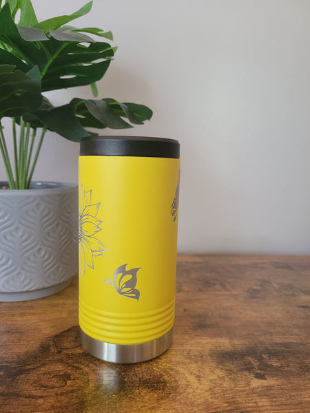 Sunflower Stainless Steel Can Koozie, Polar Camel with Lid