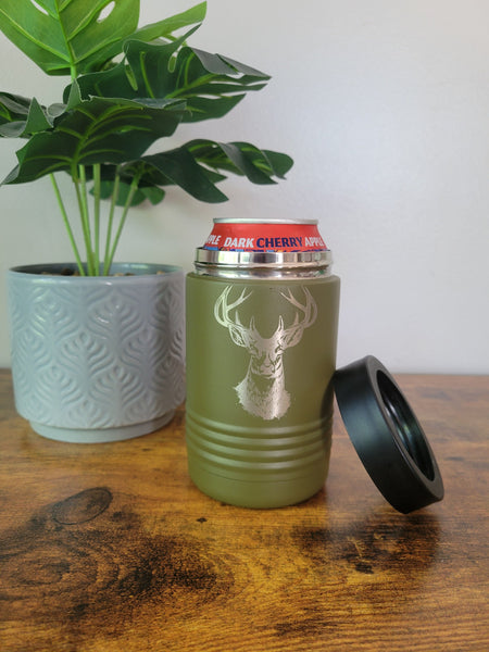 Laser Engraved Buck Koozie, Stainless Steel Insulated Drink Holder