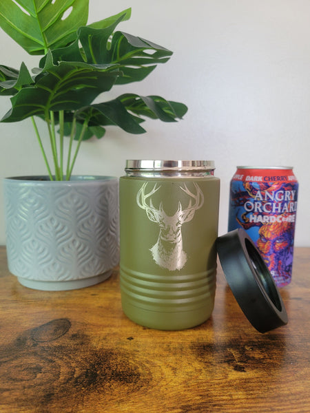 Laser Engraved Buck Koozie, Stainless Steel Insulated Drink Holder