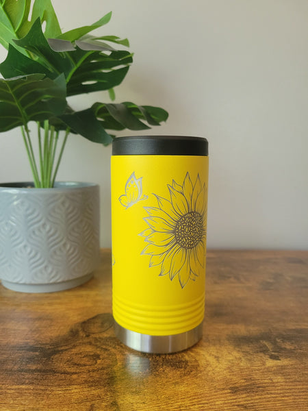 Sunflower Stainless Steel Can Koozie, Polar Camel with Lid