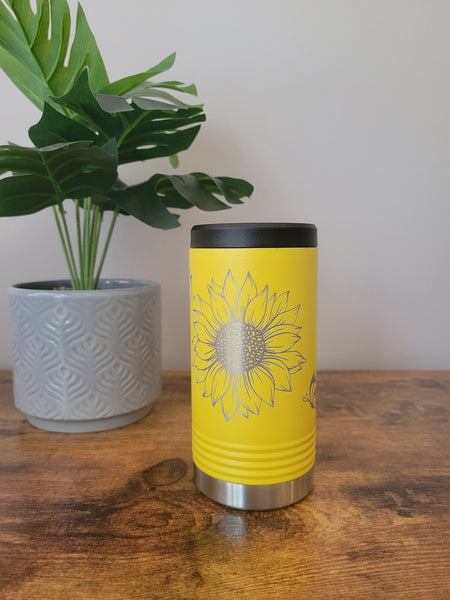 Sunflower Stainless Steel Can Koozie, Polar Camel with Lid