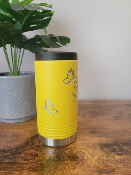 Sunflower Stainless Steel Can Koozie, Polar Camel with Lid