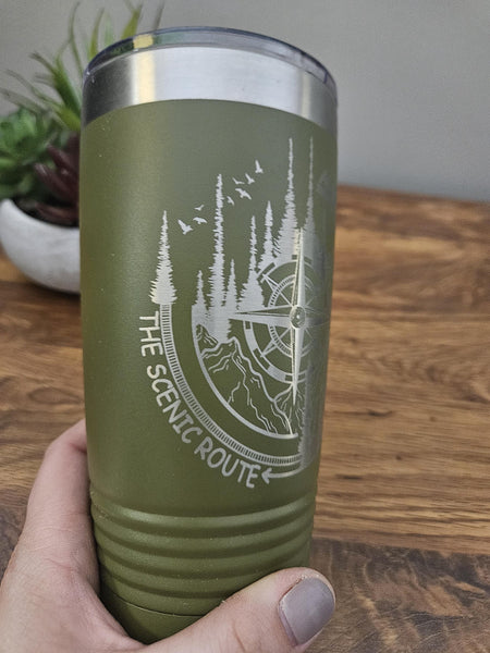 Laser Engraved Adventure Tumbler, Outdoor Camping Coffee Mug