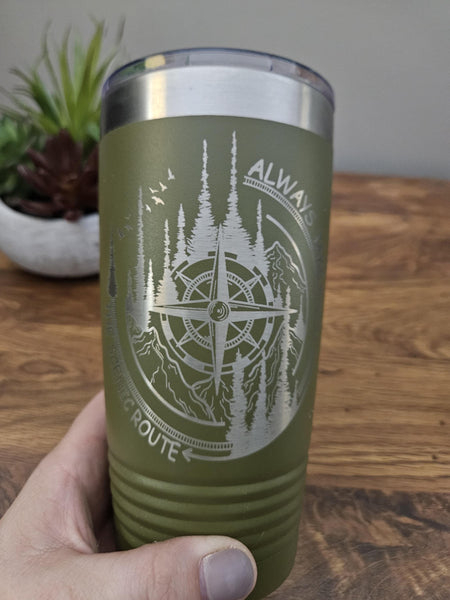 Laser Engraved Adventure Tumbler, Outdoor Camping Coffee Mug