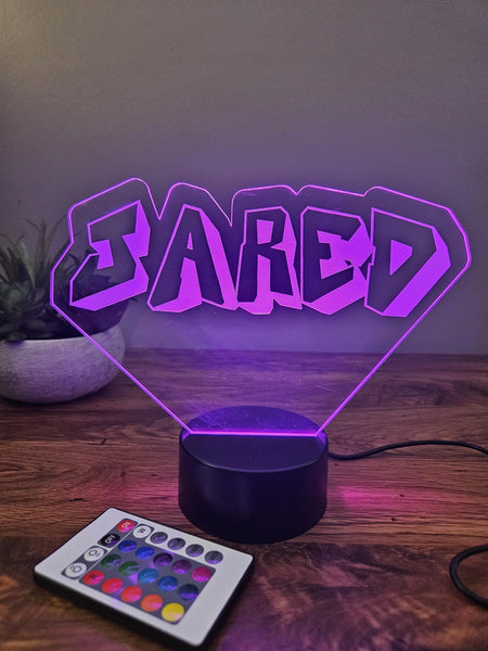 Personalized Name LED Night Light, 16 Color Remote, Custom Acrylic Lamp