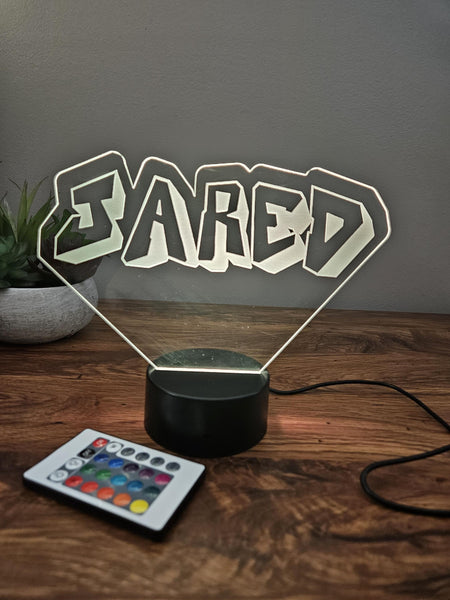 Personalized Name LED Night Light, 16 Color Remote, Custom Acrylic Lamp