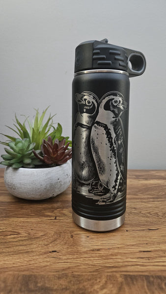 Penguin Stainless Steel Tumbler, Laser Engraved Drinkware