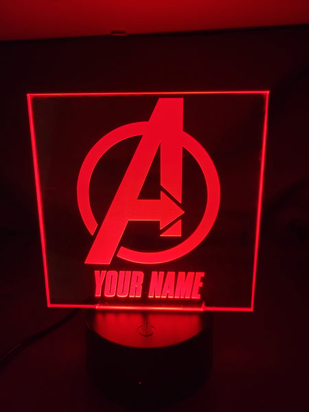 Avengers Logo light, Personalized avenger light with kids name