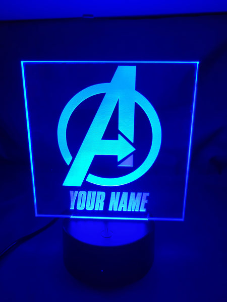 Avengers Logo light, Personalized avenger light with kids name