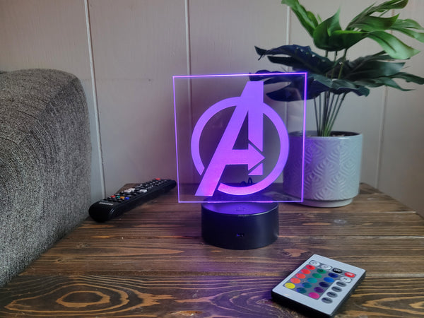 Avengers Logo light, Personalized avenger light with kids name